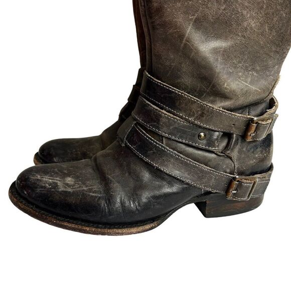 Freebird By Steven Womens 7 Irish Tall Leather Buckle Strap Riding Boots Brown - Picture 3 of 11